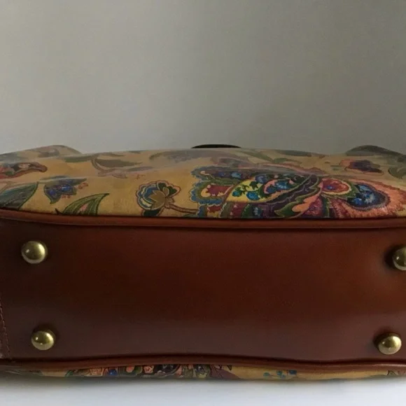 Patricia Nash Gracchi French Tapestry Bag Handbag Crossbody Brown Leather - Picture 5 of 16